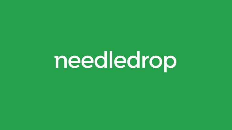 Needledrop logo design on green background