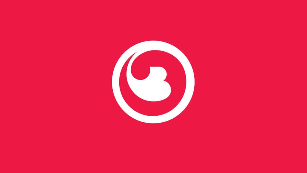 Backswing Brewing branding: logo icon on red background