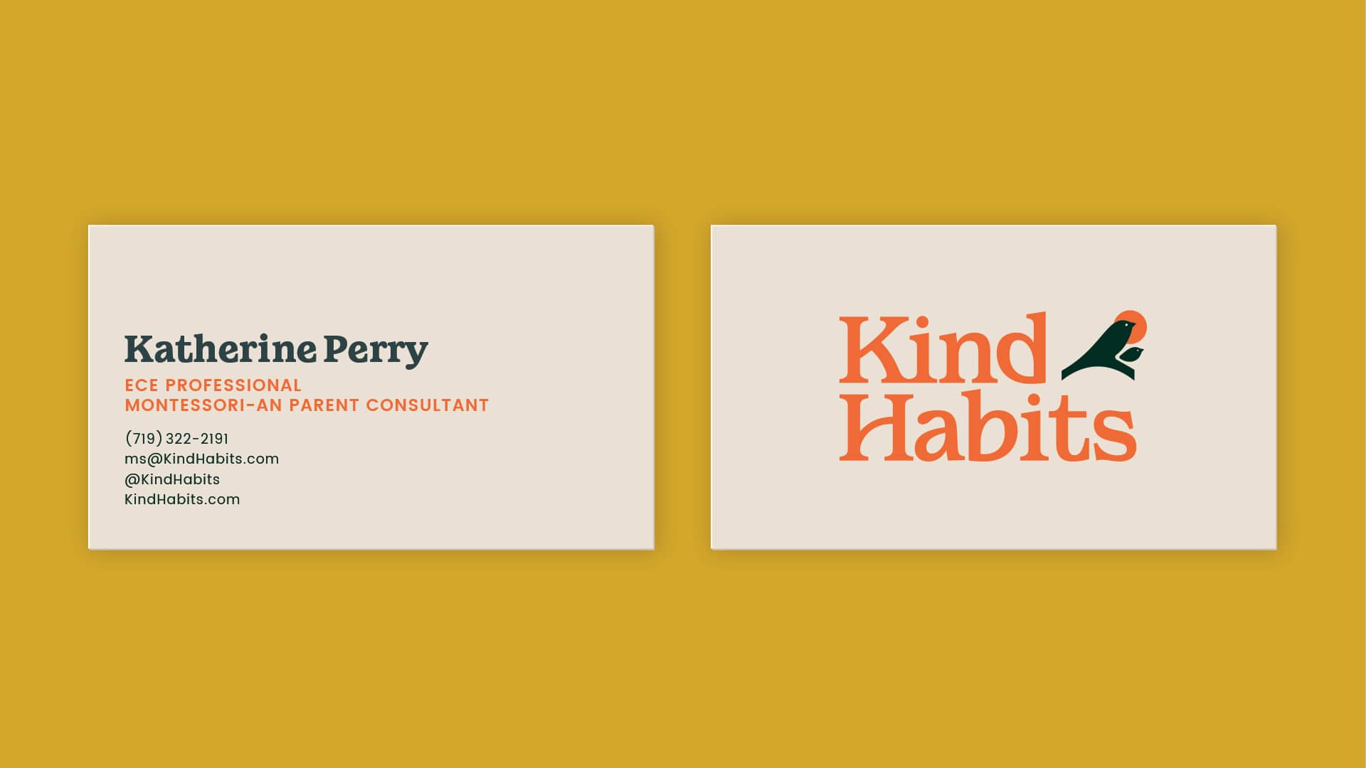 Image of Kind Habits' business card.