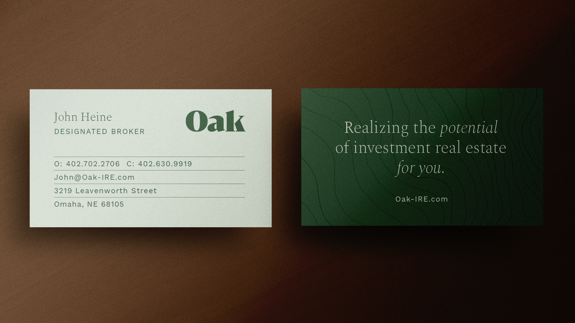 Oak Investment Real Estate Branding: Business Cards