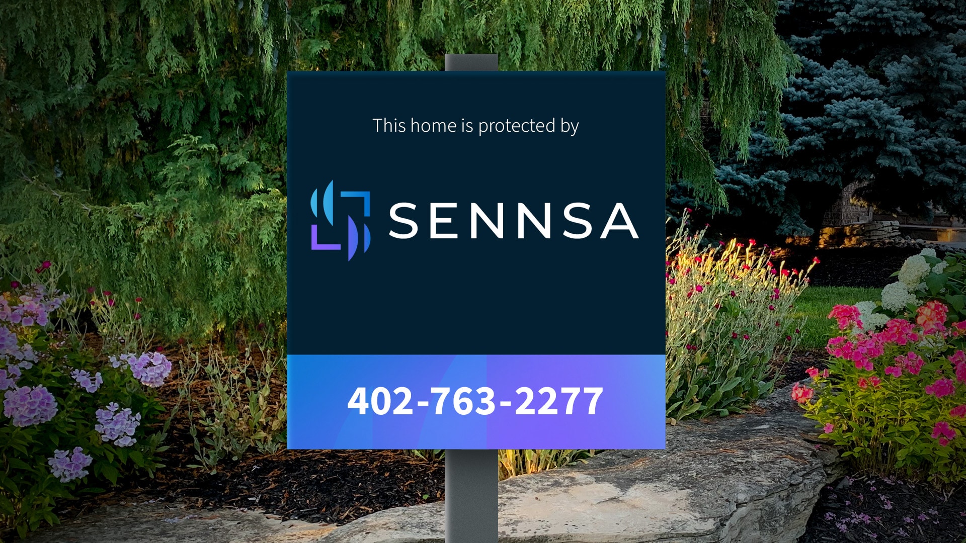 sennsa branding omaha: home security signage example
